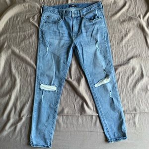 Fashion Nova Light Blue ripped thermal denim